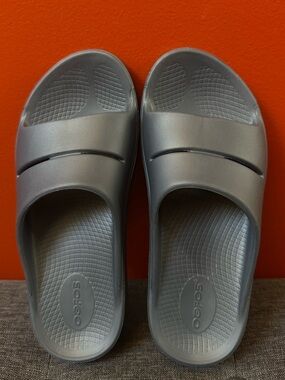 OOFOS OOahh Sport Flex Slide Recovery Sandals Gray Women’s Size 8.0